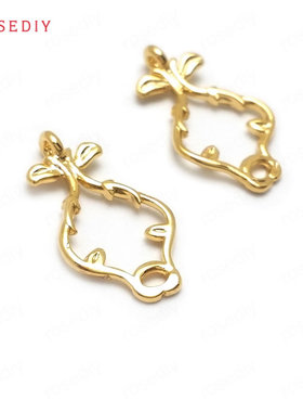 项链手链耳环耳饰Diy饰品配件16x9MM铜镀真金装饰连接 挂件35979