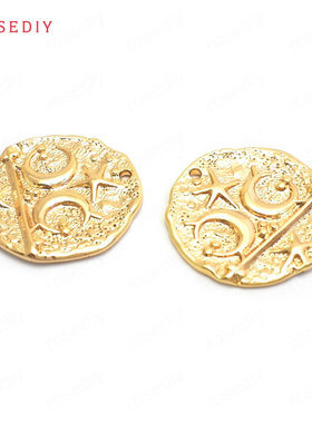 项链耳环耳饰Diy饰品配件19x19MM铜镀真金星星月亮 挂件吊坠37376