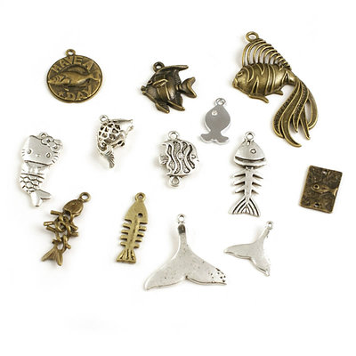 鲤鱼复古合金挂坠饰品配件