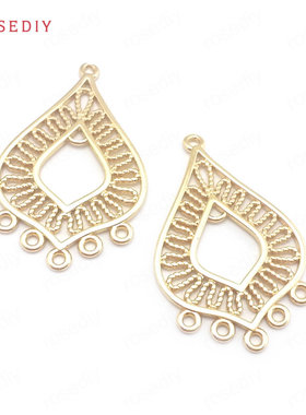 项链耳饰Diy饰品配件22x34MM24K香槟金水滴耳环挂头挂件吊坠38584