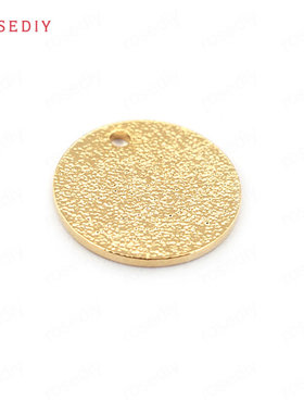 Diy饰品配件项链手链耳环8MM 12MM铜镀真金磨砂单孔圆片挂件34440