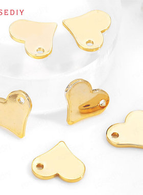 项链手链耳环耳饰Diy饰品配件11.5x10MM铜镀真金心形挂件35686