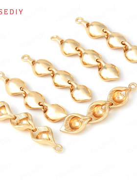 Diy饰品配件9x42MM铜24K香槟金色可活动三层花苞挂件吊坠 34380