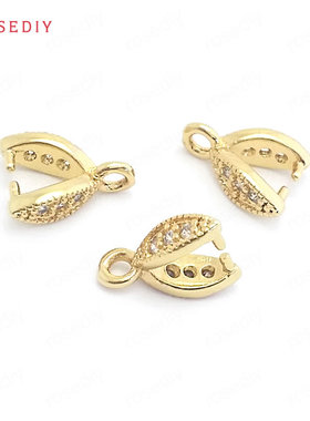 项链耳环耳饰Diy饰品配件铜镀真金镶锆树叶坠子挂头连接挂头37835