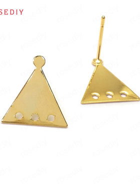 Diy饰品配件13.5x12.5MM 铜镀真金 三角形 耳钉(含耳塞) 36034