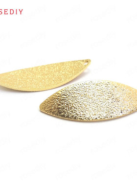 项链耳环耳饰Diy饰品配件33x12.5MM镀真金弧形柳叶挂件吊坠37370