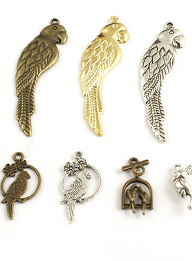 DIY复古合金 饰品配件 合金挂件 挂坠 吊坠 鹦鹉 16987
