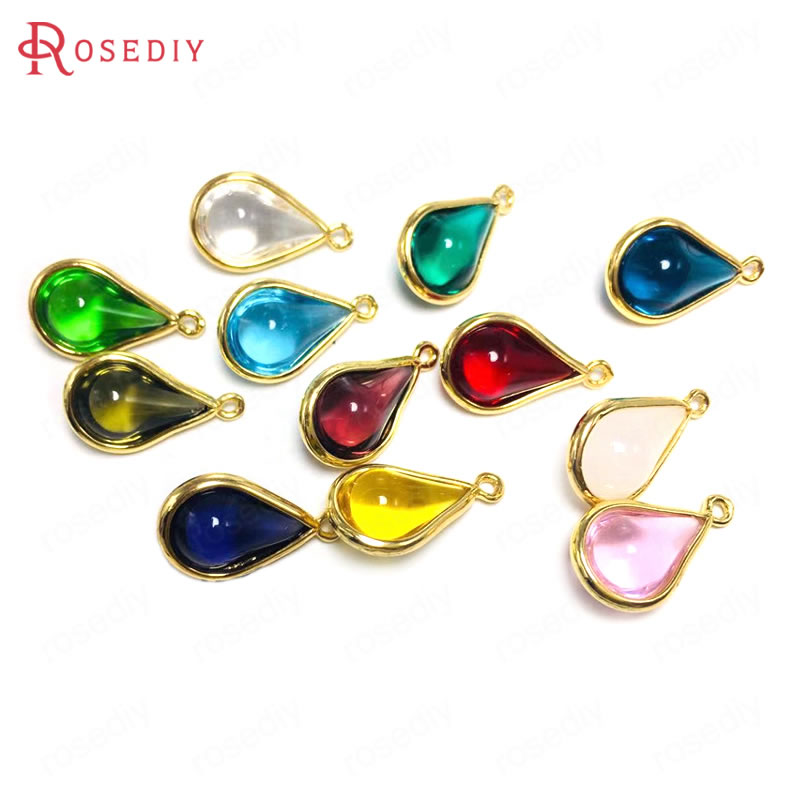 项链耳环耳饰Diy饰品配件24K香槟金色8x13MM水滴形挂件吊坠38293