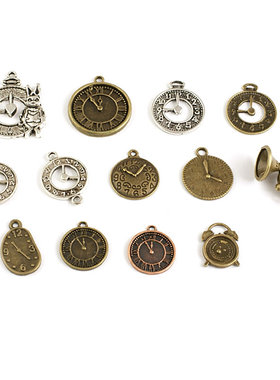 DIY复古合金 饰品配件 合金挂件 挂坠 项链吊坠 时钟 钟表 20628