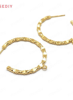 Diy饰品耳环耳饰耳针配件铜镀真金耳圈 925银针耳钉(含耳塞)35898