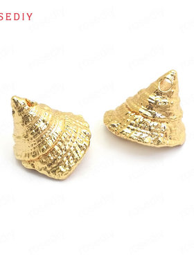 项链手链耳环耳饰Diy饰品配件12x13MM铜镀真金海螺挂件吊坠37384