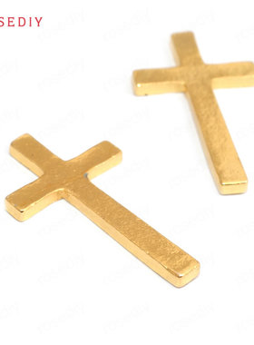 耳环耳饰配件Diy饰品配件25x14MM锌合金金色无吊十字架35149