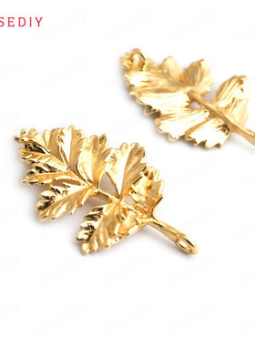 Diy饰品耳环耳饰耳针配件30x17MM铜镀真金树叶 挂件34871