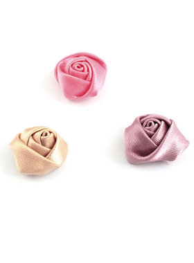 Diy头饰 发饰配件 饰品配件 胸花 15MM 缎带 手工玫瑰花 26577