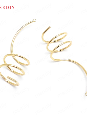 Diy饰品耳环耳饰耳针配件16x49MM铜镀真金螺旋线 挂件 吊坠37690