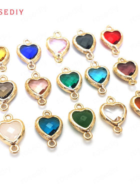 项链手链耳环耳饰Diy饰品配件24K香槟金15x10MM心形连接挂坠36197