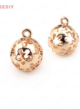 diy铜镀真金耳环头饰圆球挂坠