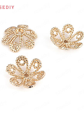 Diy饰品铜镀真金发饰头饰配件扭纹花形 花托 花帽 珠帽 珠托31355