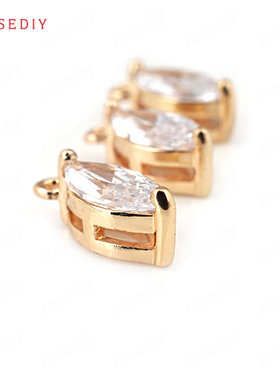 diy铜镀真金耳环头饰马眼形吊坠