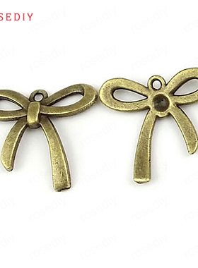复古合金饰品配件古青铜色蝴蝶结挂件吊坠100克约39-41个(28401)