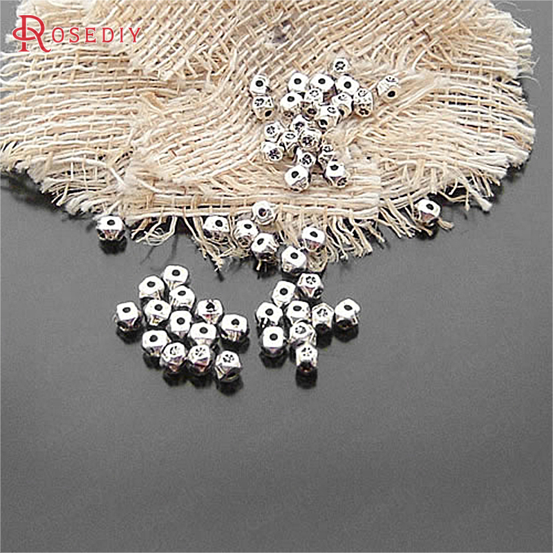 复古合金饰品配件手链耳环装饰珠3*4MM多角珠古银色200个(20532)