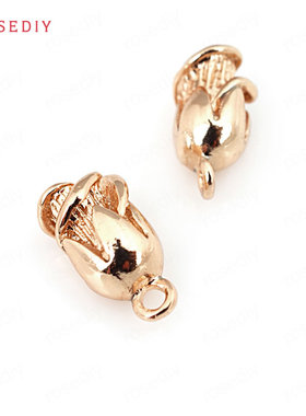 Diy饰品材料 铜镀真金 项链手链耳环发饰头饰配件玫瑰花挂坠30779