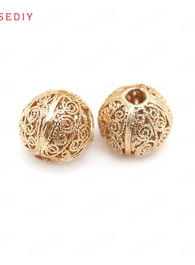 Diy饰品手工铜镀真金项链手链耳环发饰头饰配件镂空圆珠隔珠30947