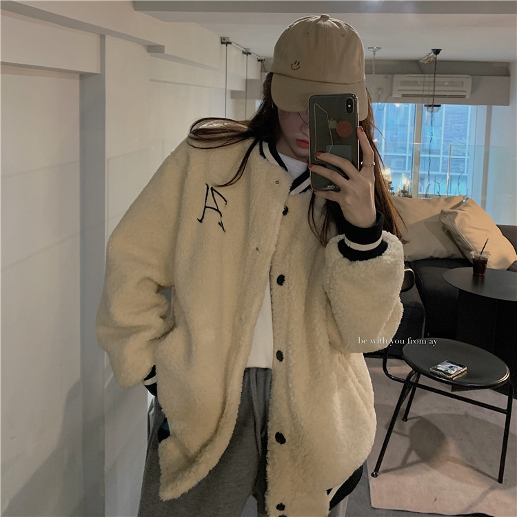 Real price Plush long sleeve Baseball Jacket