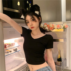 實拍實價 顯瘦後背鏤空綁帶短袖T恤