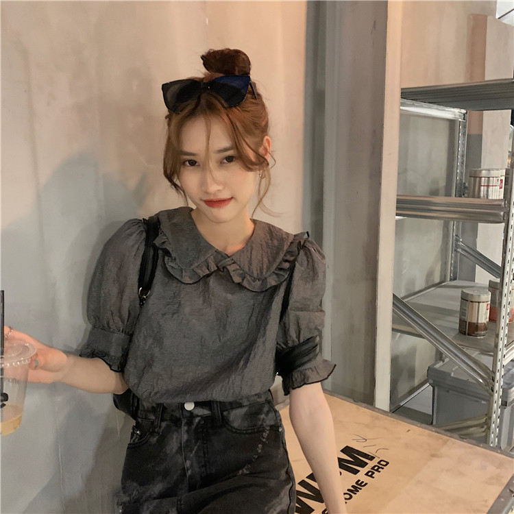 Real price baby collar short sleeve shirt