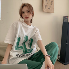 Real price loose print short sleeve T-shirt