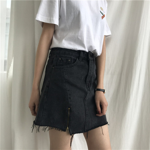 Real Price ~Checked Slim Jean Half-length Skirt