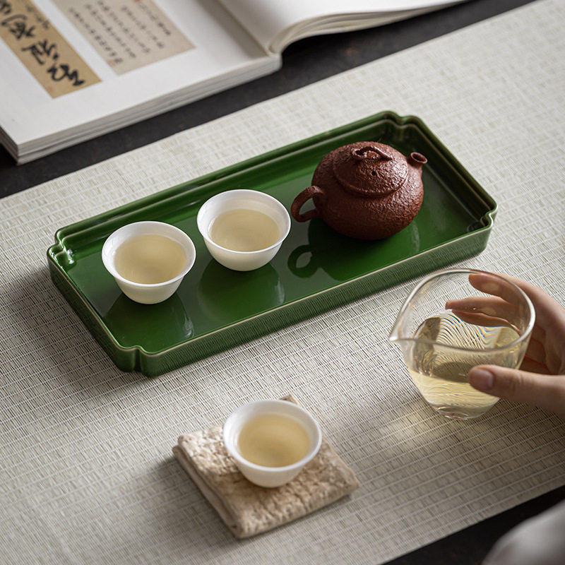 中式长方形茶盘托盘陶瓷壶承干泡盘家用点心果盘茶点盘糕点盘精致