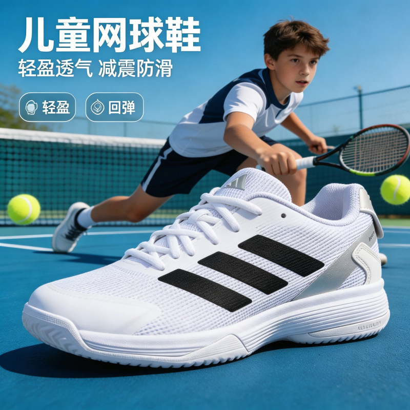 Adidas阿迪达斯青少年儿童专业网球鞋男女网面透气羽毛球运动鞋子