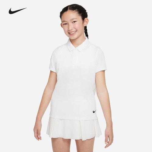 Nike儿童网球服 耐克夏季女孩速干翻领POLO衫弹力运动上衣DN1967