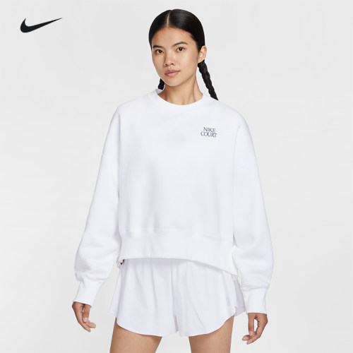 Nike耐克网球服女子oversize加绒网球长袖T恤休闲运动上衣IO0485