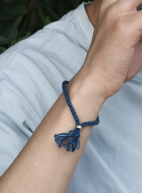 《BLUE BLUE BLUE 一根蓝色手绳》男女蓝染手编细手绳