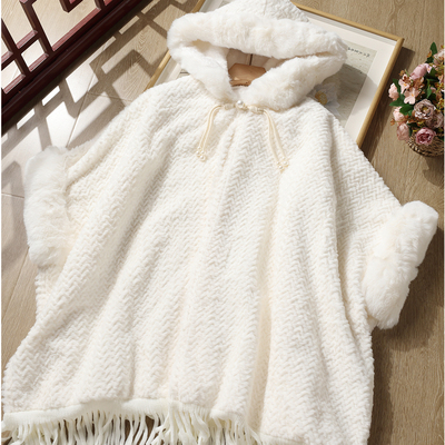 新中式白色斗篷披肩加绒加厚冬季