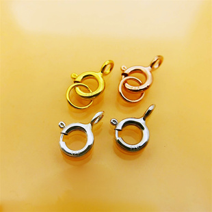 925纯银珍珠项链扣头配件编绳串珠手链扣子接头弹簧扣收尾diy材料