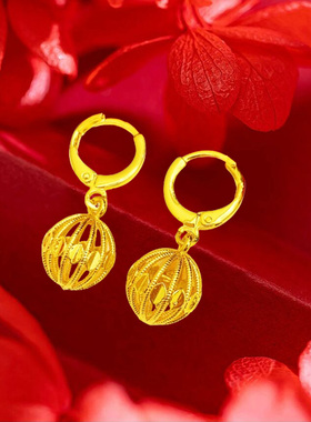 24k仿金耳环女沙金镀黄色999耳坠高级感不掉色耳饰耳钉首饰饰品