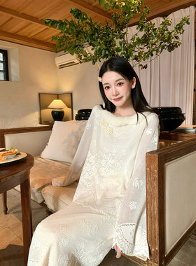 Thecoco 可拆卸兔毛领 原创chao美钩花长袖上衣半裙蕾丝套装女秋