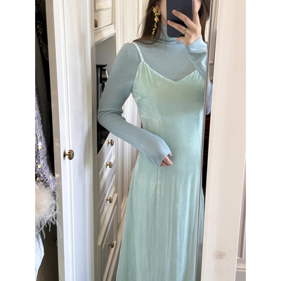 Thecoco 丝光羊毛半高领打底女秋冬季柔软亲肤内搭显瘦针织衫上衣