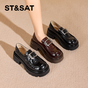 女SSC3112C8S 厚底增高一脚蹬单鞋 St&Sat 星期六春秋英伦乐福鞋