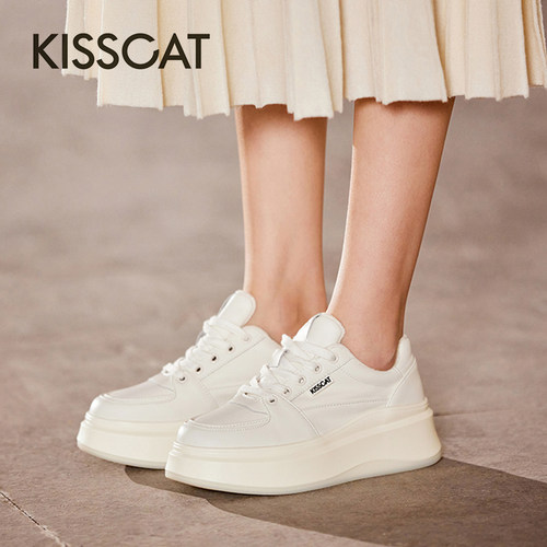 接吻猫厚底增高休闲小白鞋