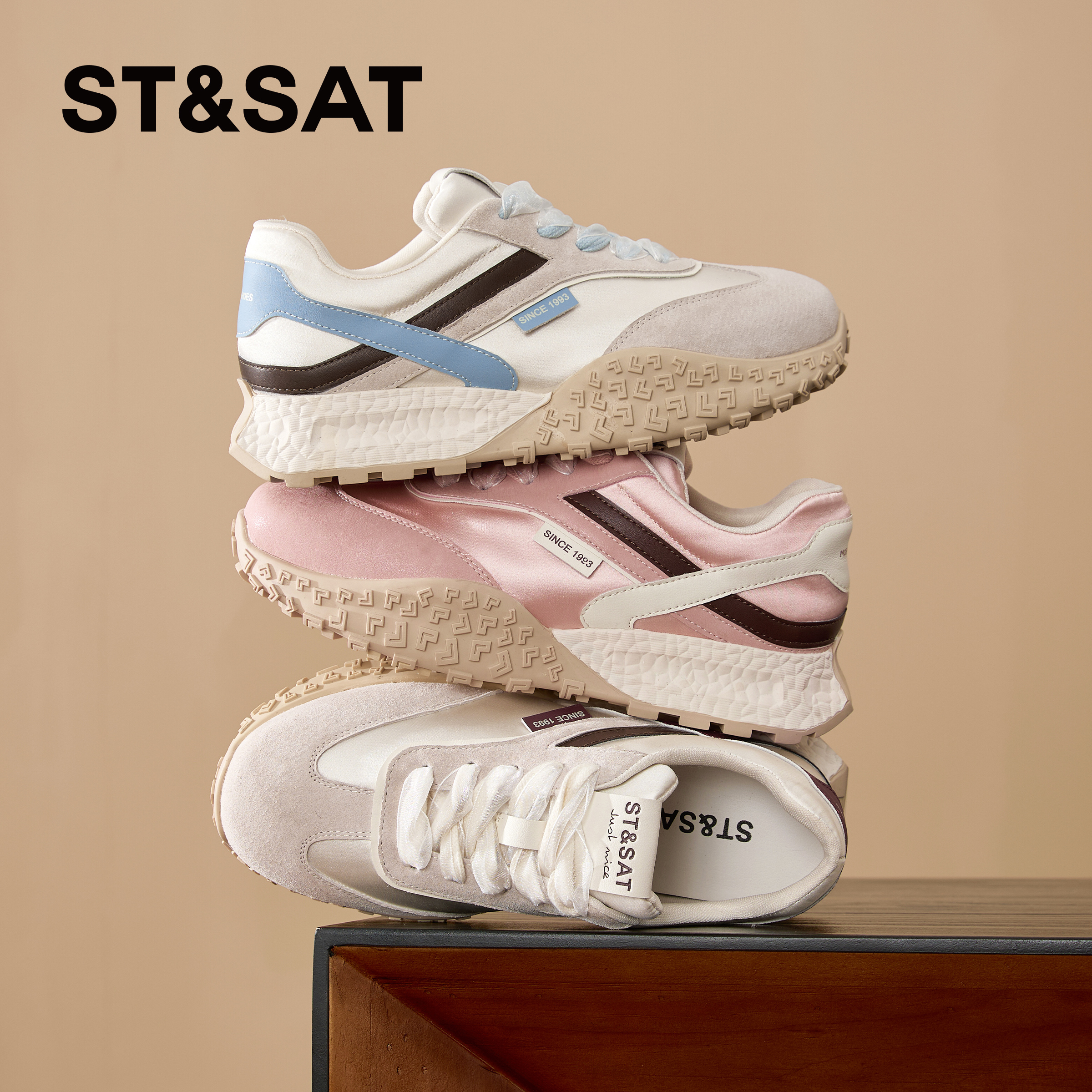 星期六厚底增高拼色芭蕾德训鞋