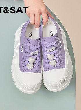 St&Sat/星期六春秋厚底小白鞋增高休闲板鞋系带单鞋女SSD2112C0B