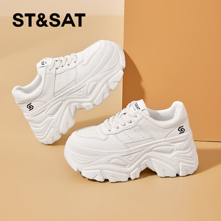 St&Sat/星期六春秋新款厚底老爹鞋系带运动休闲鞋女SSD1112C7R