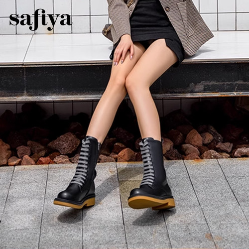 索菲娅时尚中筒厚底百搭马丁靴女