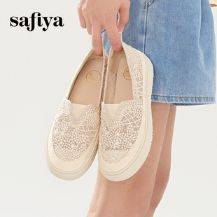 Safiya/索菲娅夏季亮片蕾丝渔夫鞋圆头厚底懒人单鞋女SF31112131