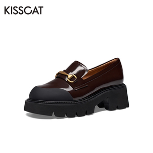 KISS CAT/接吻猫春秋牛皮乐福鞋JK小皮鞋厚底单鞋女KA43557-53